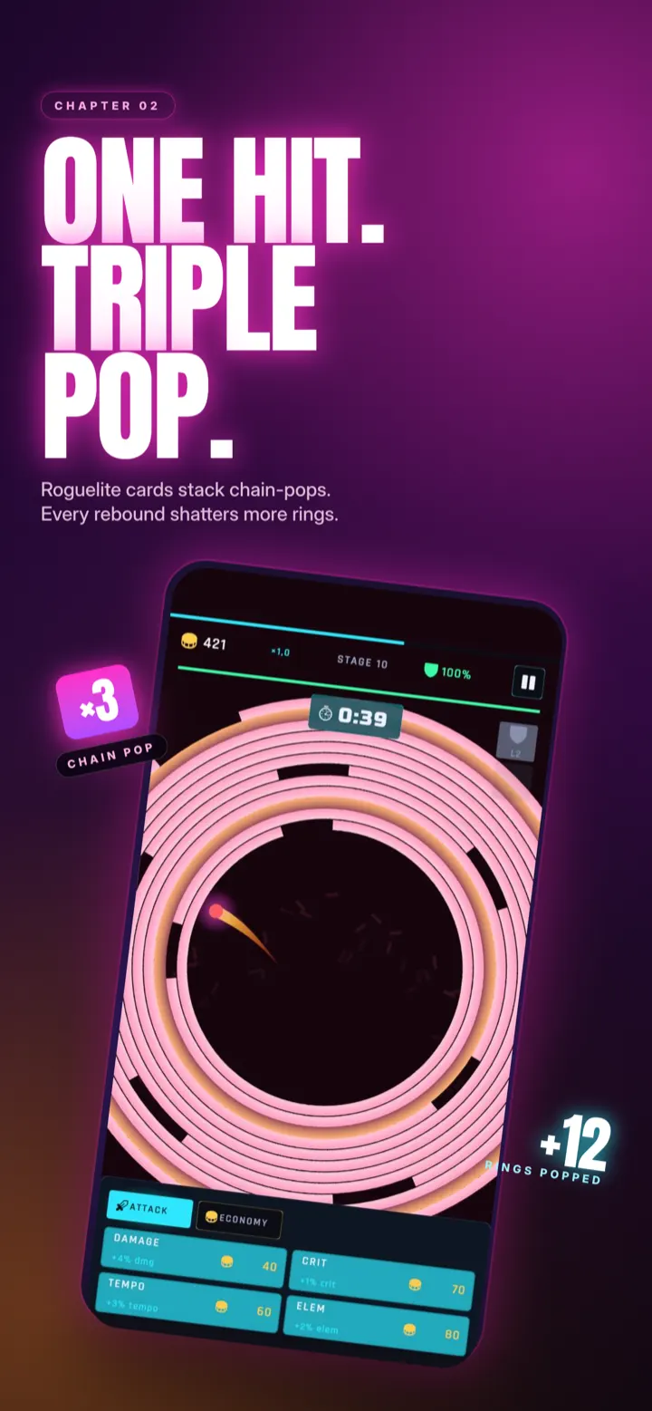 Multi-pop combo destroying rings